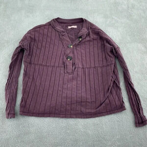 We The Free Womens Ribbed Henley Long Sleeve Top Size S 3616